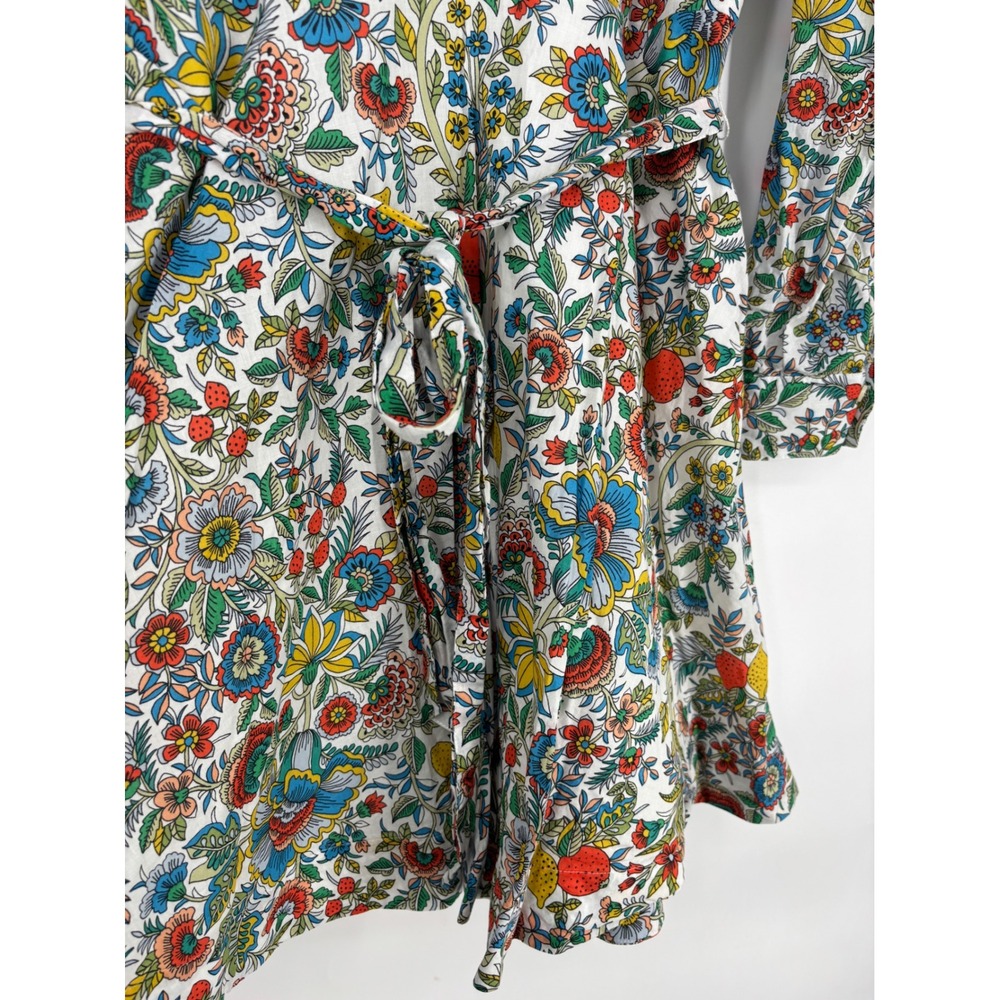Boden Women Floral Fruit Print Shirt Dress US 10R White Strawberry Lemon Cotton - Picture 4 of 11